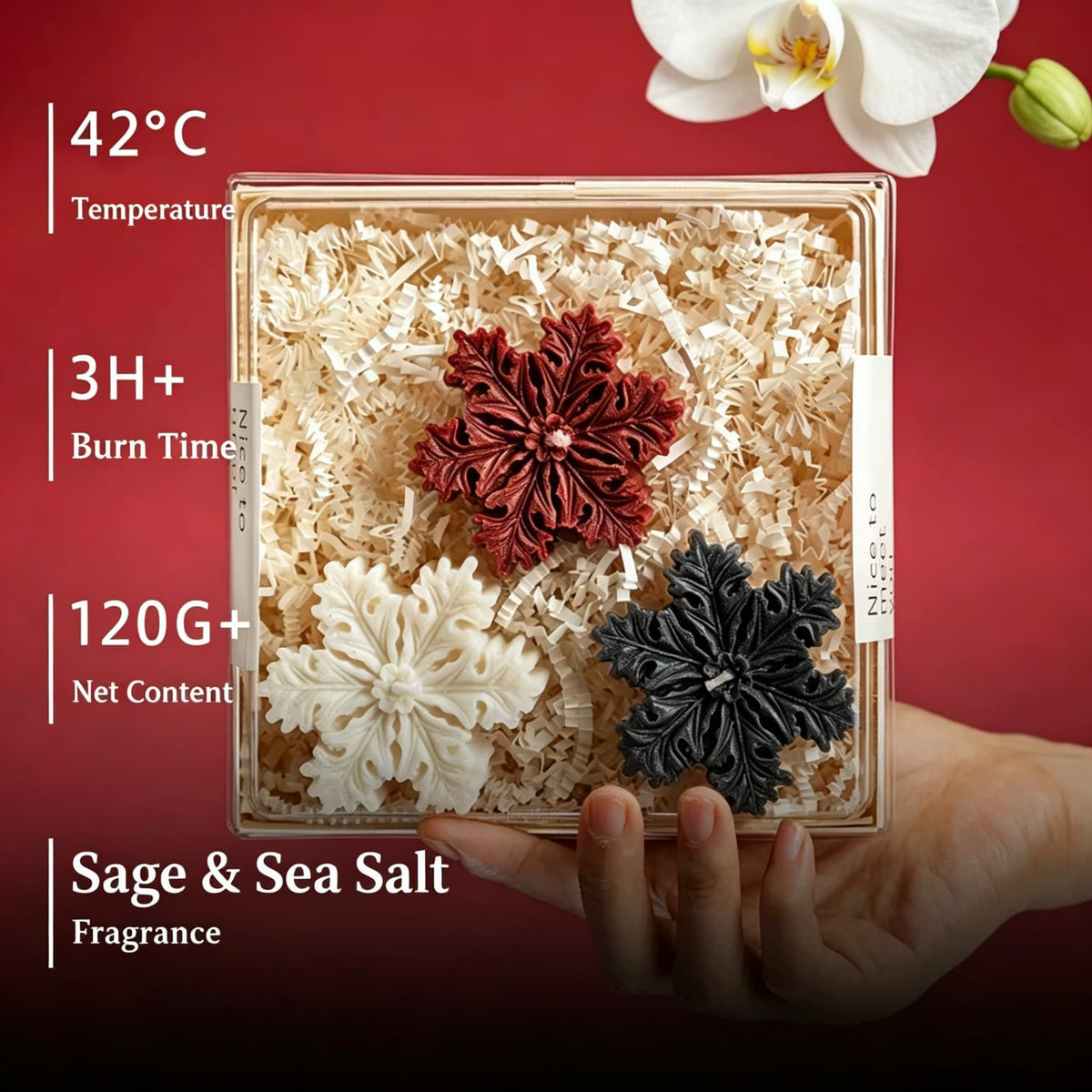 Snowflake Low-Temperature Wax Play Candles | Holiday Massage Candle Trio, 42°C